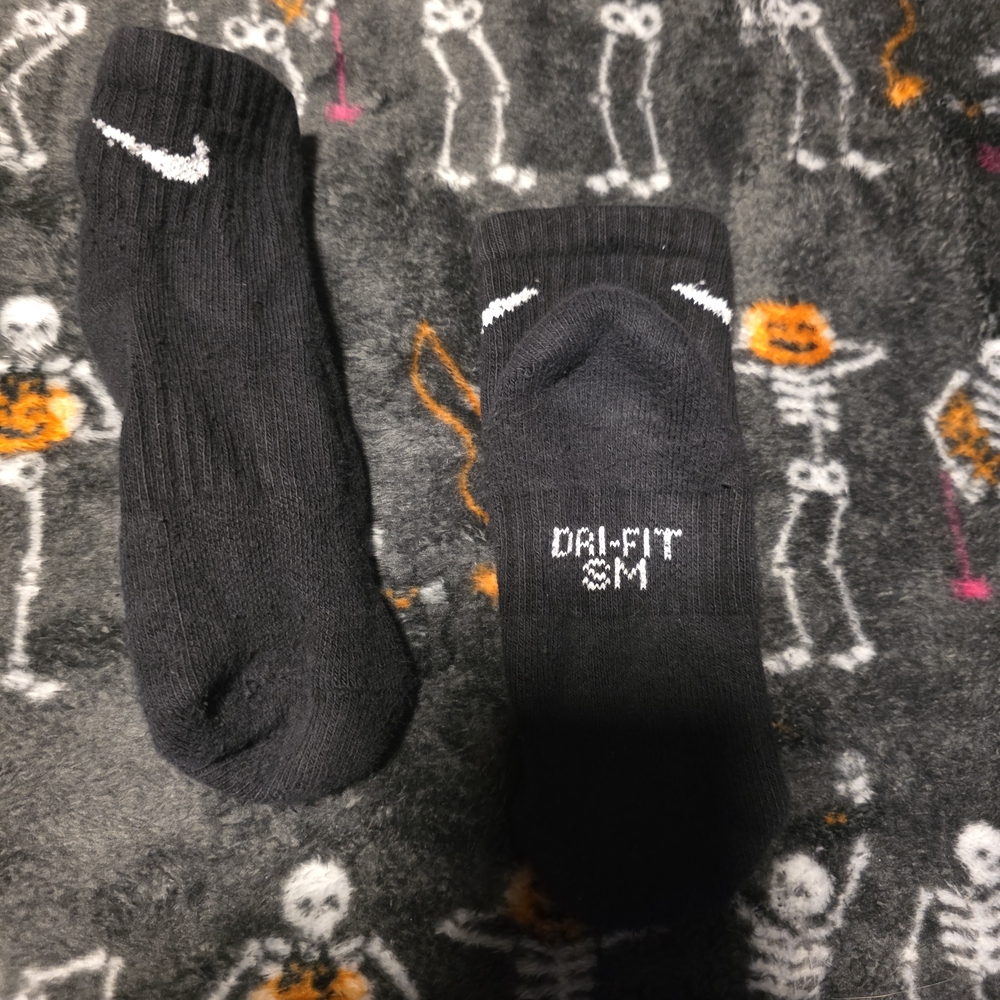 Kids Boys Nike Black Crew Athletic Socks with White Swoosh - Dri-FIT 3M Marking
